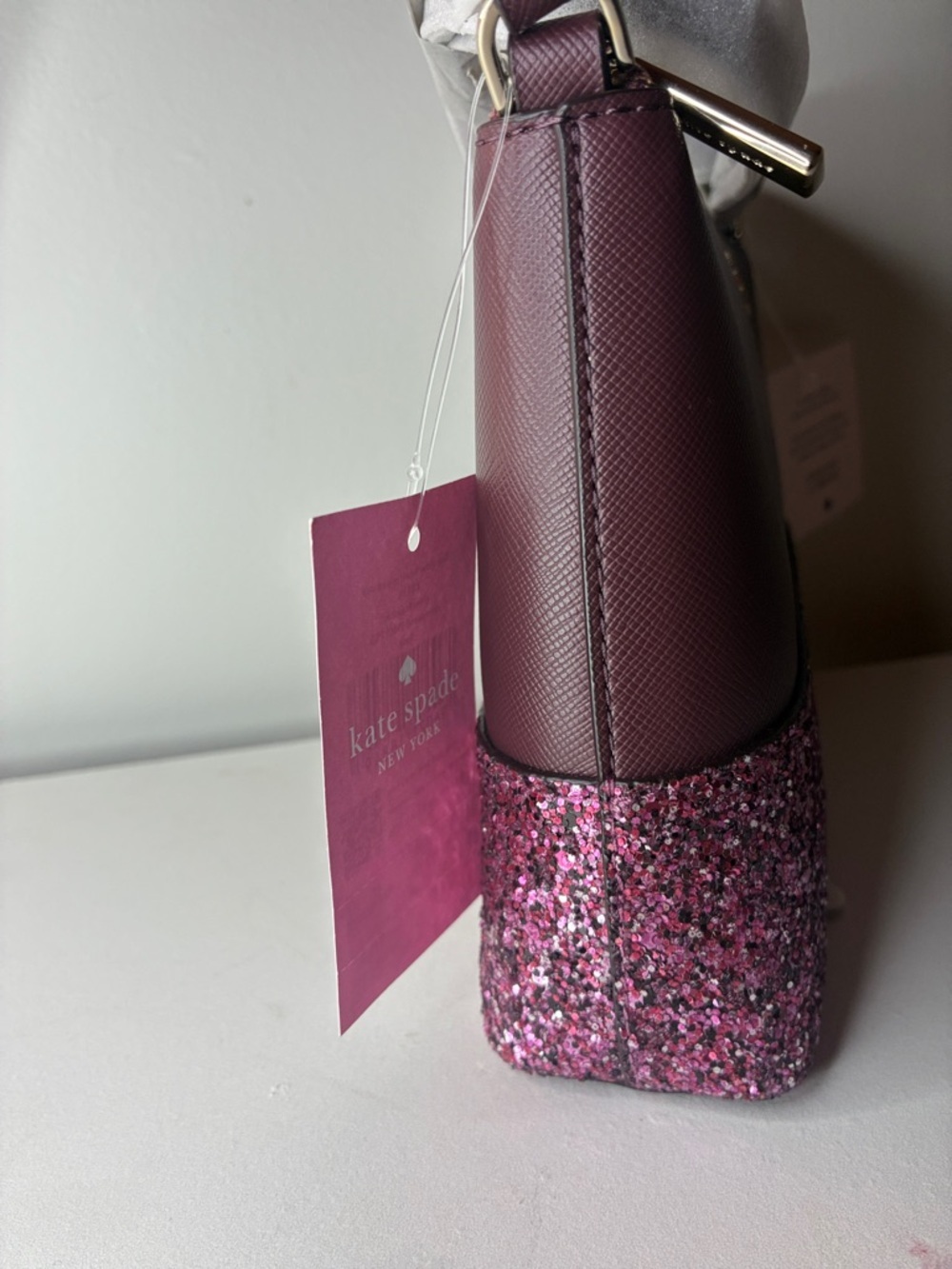 Kate Spade NWT Glitter Flash Burgundy Crossbody Bag - Picture 4 of 13